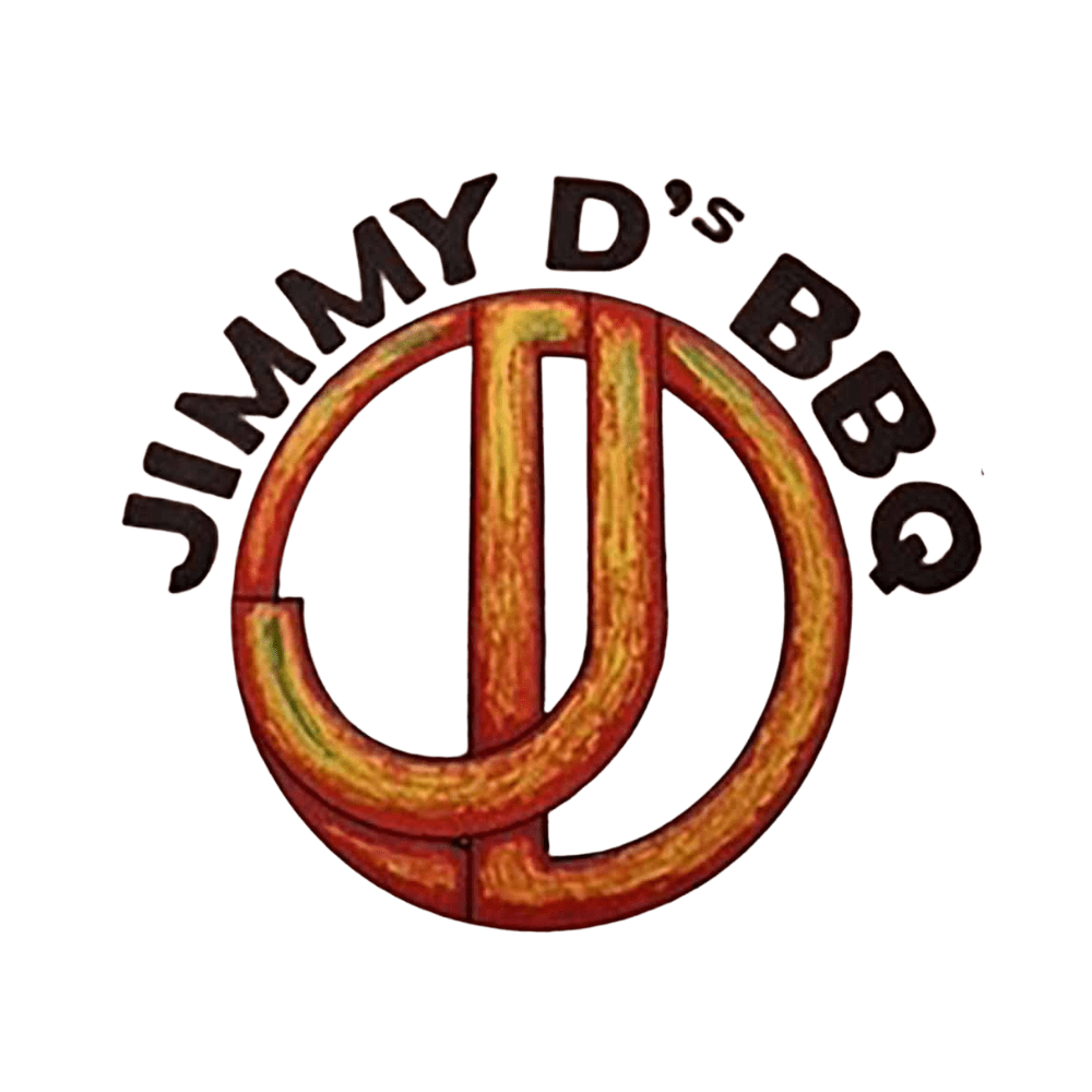 Logo for Jimmy D's BBQ: a circular, orange-gold ring with a stylized Q/D motif and the text 'JIMMY D'S BBQ' arched around the top.