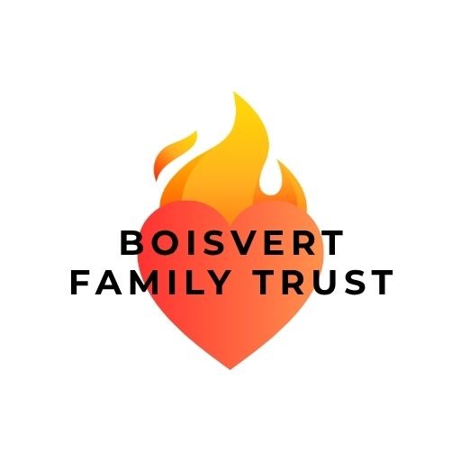 Boisvert Family Trust logo with a red heart and orange flame and the name text overlaid on the heart.