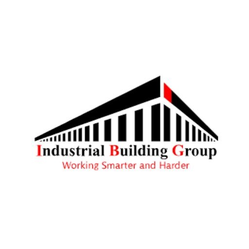 Industrial Building Group logo: stylized black building triangle with a red accent and the slogan 'Working Smarter and Harder'.