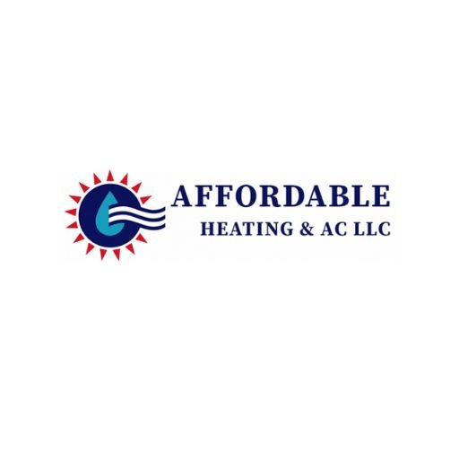 Affordable Heating & AC LLC logo with a sunburst emblem and blue waves next to the company name in blue text