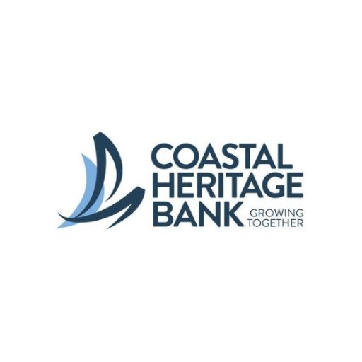 Coastal Heritage Bank logo with blue sail graphics and the words 'Coastal Heritage Bank Growing Together'